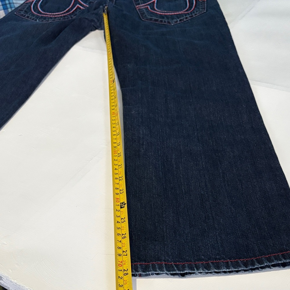 Men's TRUE RELIGION STRAIGHT LEG Dark Blue Jeans with accent trim - Picture 9 of 10